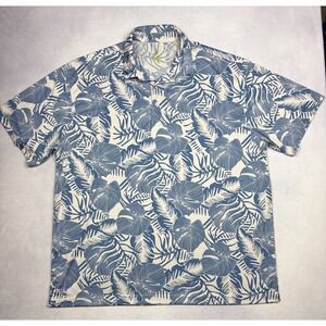 Diamond Head Wear Shirt Mens 2XL‎ Blue White Tropical Leaf Performance 2XL